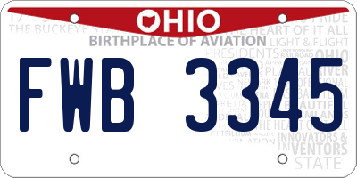 OH license plate FWB3345