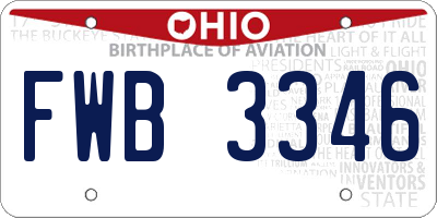 OH license plate FWB3346