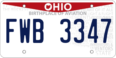 OH license plate FWB3347