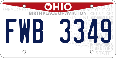 OH license plate FWB3349