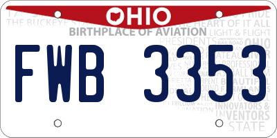 OH license plate FWB3353