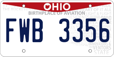 OH license plate FWB3356