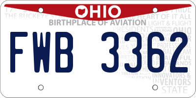 OH license plate FWB3362