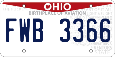 OH license plate FWB3366