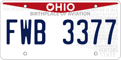 OH license plate FWB3377