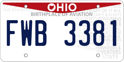 OH license plate FWB3381