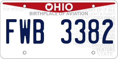 OH license plate FWB3382