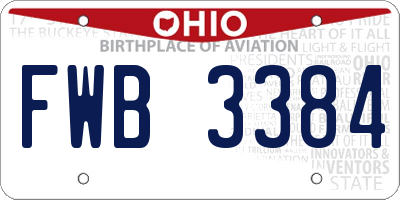 OH license plate FWB3384