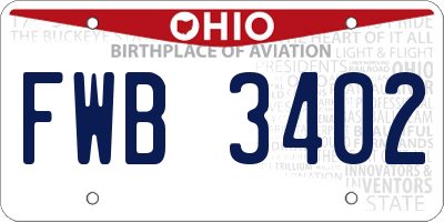 OH license plate FWB3402