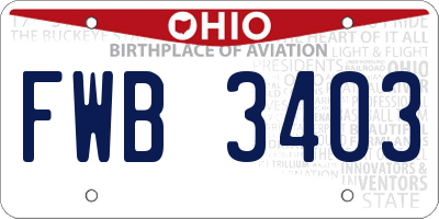 OH license plate FWB3403