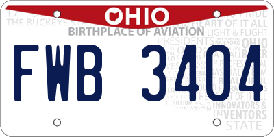 OH license plate FWB3404