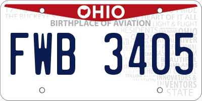 OH license plate FWB3405