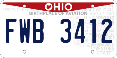 OH license plate FWB3412