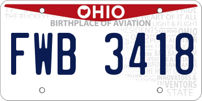 OH license plate FWB3418