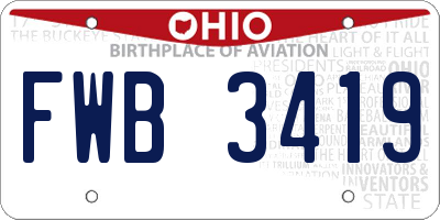 OH license plate FWB3419
