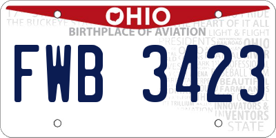 OH license plate FWB3423