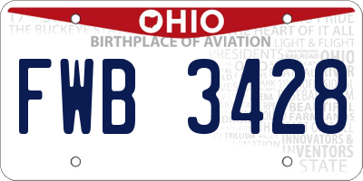 OH license plate FWB3428