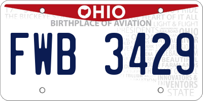 OH license plate FWB3429