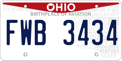 OH license plate FWB3434