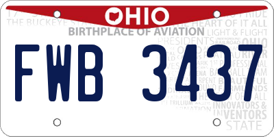 OH license plate FWB3437