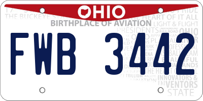 OH license plate FWB3442