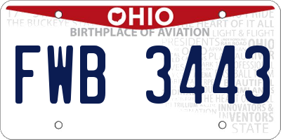 OH license plate FWB3443