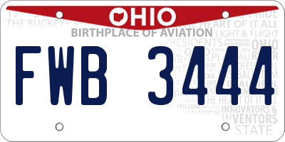 OH license plate FWB3444