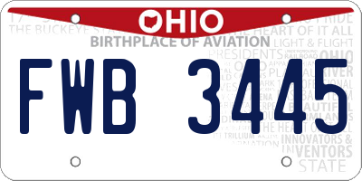 OH license plate FWB3445