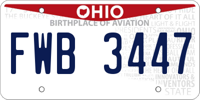 OH license plate FWB3447