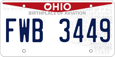 OH license plate FWB3449