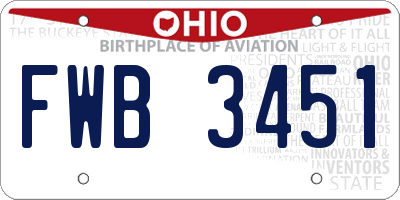 OH license plate FWB3451