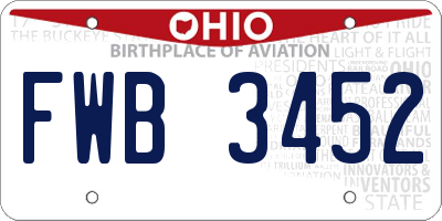 OH license plate FWB3452