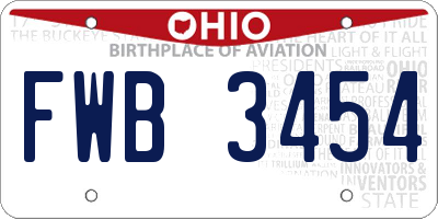 OH license plate FWB3454