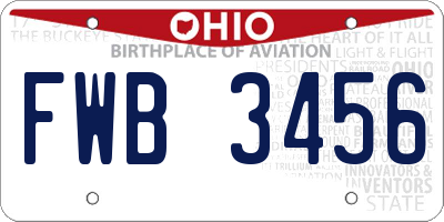 OH license plate FWB3456