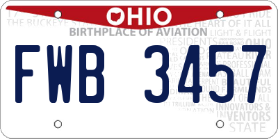 OH license plate FWB3457