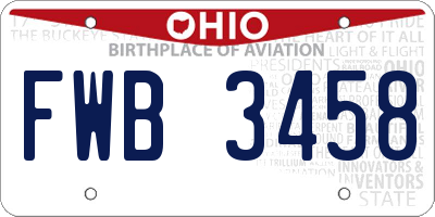 OH license plate FWB3458