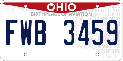 OH license plate FWB3459