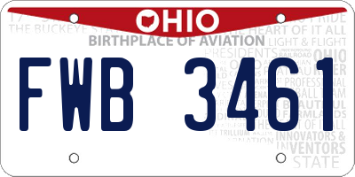 OH license plate FWB3461