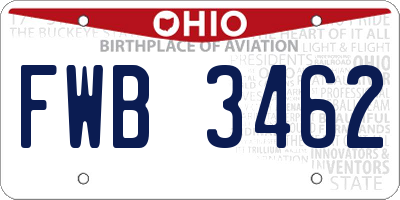 OH license plate FWB3462