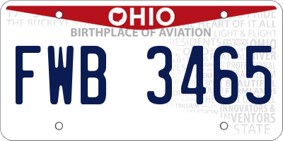 OH license plate FWB3465