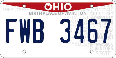 OH license plate FWB3467