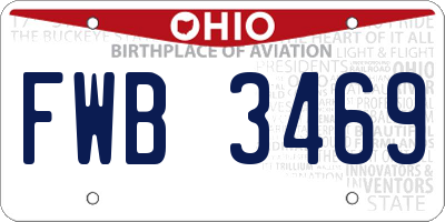 OH license plate FWB3469