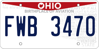 OH license plate FWB3470