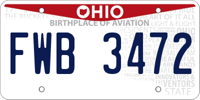 OH license plate FWB3472