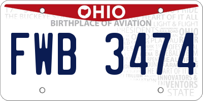 OH license plate FWB3474