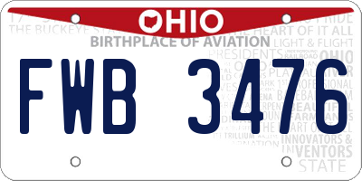 OH license plate FWB3476