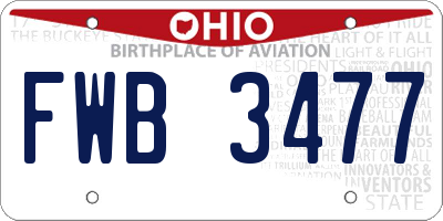 OH license plate FWB3477