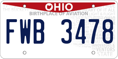 OH license plate FWB3478