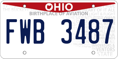 OH license plate FWB3487