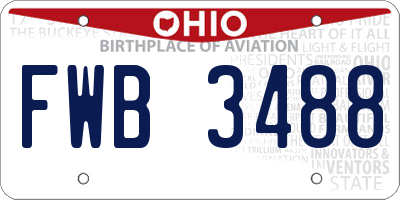 OH license plate FWB3488